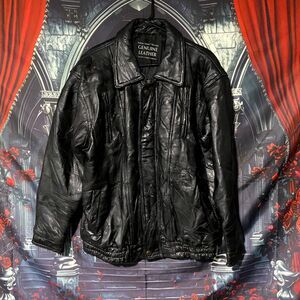 Giovanni Navarre Italian Stone Jacket Men's L Black Leather Outdoor Workwear